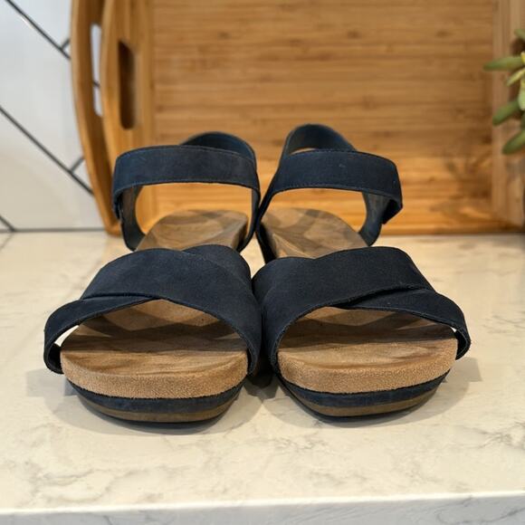 Bjorndal Sadie Wedge Sandals suede neutral minimalist comfortable size 9 blue - Picture 2 of 8